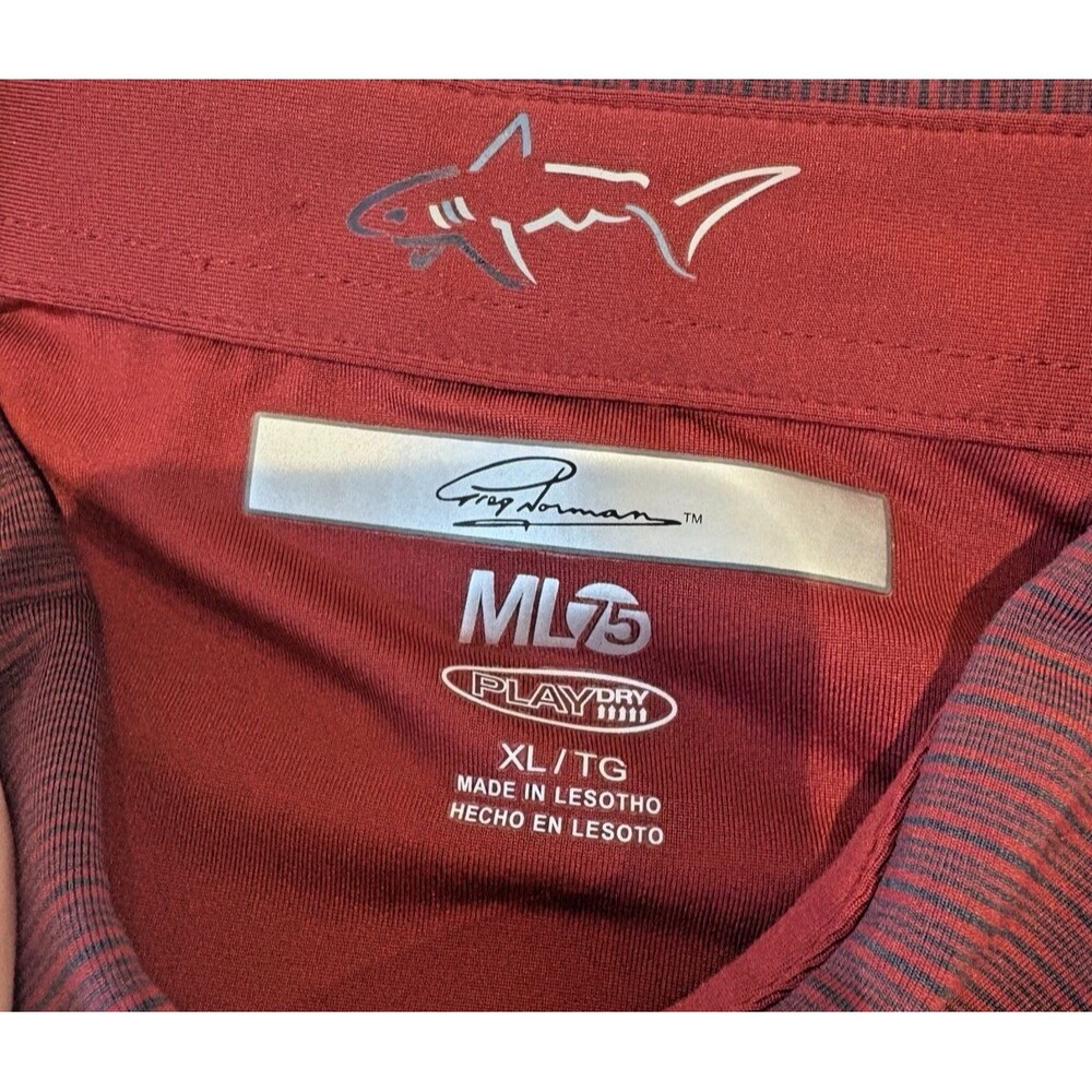 Greg Norman Golf Shirt Men's Size XL Play Dry ML75 Stretch Polo Burgundy Stripe - Picture 7 of 9